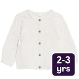 M&S Collection Pure Cotton Patterned Cardigan Girls 2-3 Years Cream