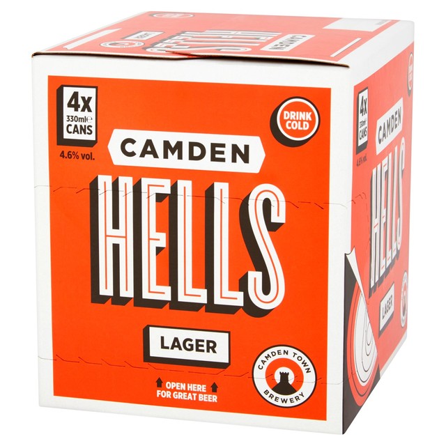 Camden Hells lager beer 4x330ml cans - British product