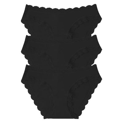 Stripe & Stare The Original Knicker Three Pack, Black Panties, Size M