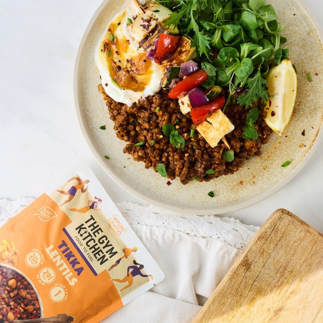 The Gym Kitchen Tikka Lentils ready-to-eat meal 250g (British brand)