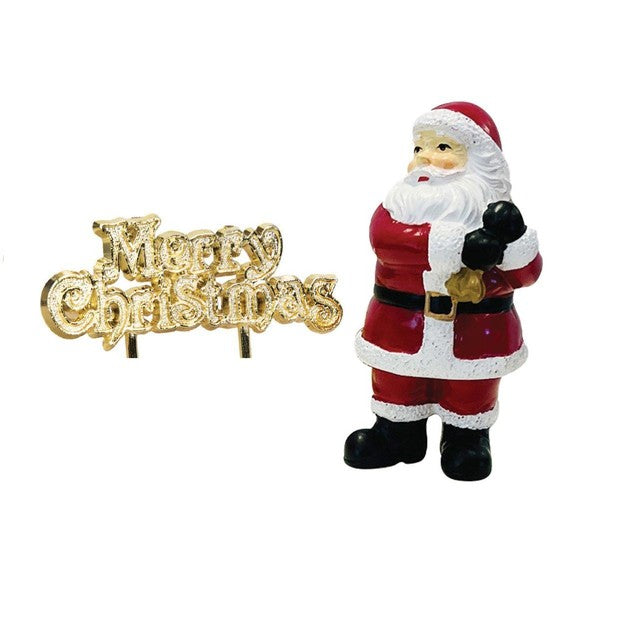 Anniversary House Santa & Merry Christmas cake topper set 2 per pack (British brand)