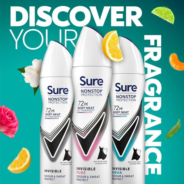 Sure women's antiperspirant deodorant Invisible Pure 150ml (British brand)