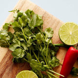 Ocado fresh coriander herb leaves plastic bag 30g, imported from the UK