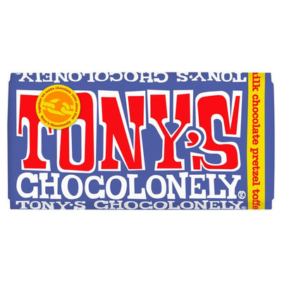 Tony's Chocolonely Dark Milk Chocolate Pretzel Toffee Bar 180g