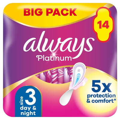 Always Platinum Day & Night Size 3 Sanitary Towels with Wings