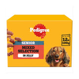 Pedigree Senior Wet Dog Food Pouches Mixed in Jelly Variety Pack 12 x 100g