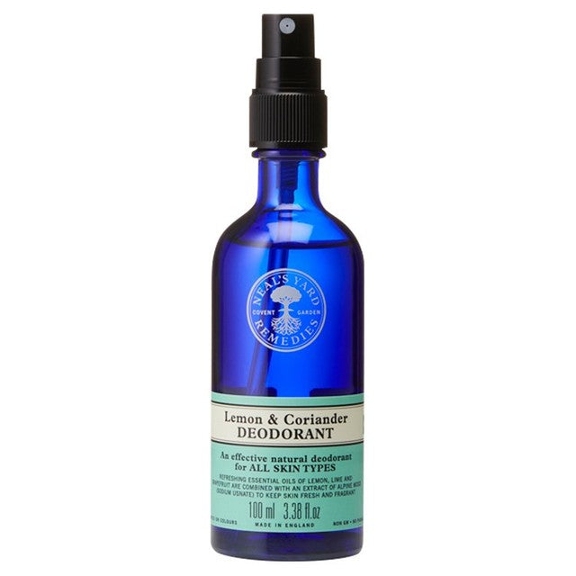 Neal's Yard lemon & coriander deodorant spray 100ml, imported from the UK