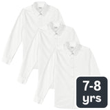 M&S Girls' Slim Fit Easy to Iron Blouses, White, Size 7-8 Years, 3 Pack