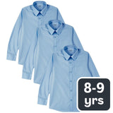 M&S Boys Regular Fit Easy to Iron School Shirts Blue 8-9 Years