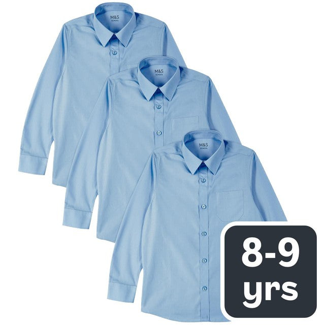 M&S boys blue school shirts size 8-9 years, imported from the UK