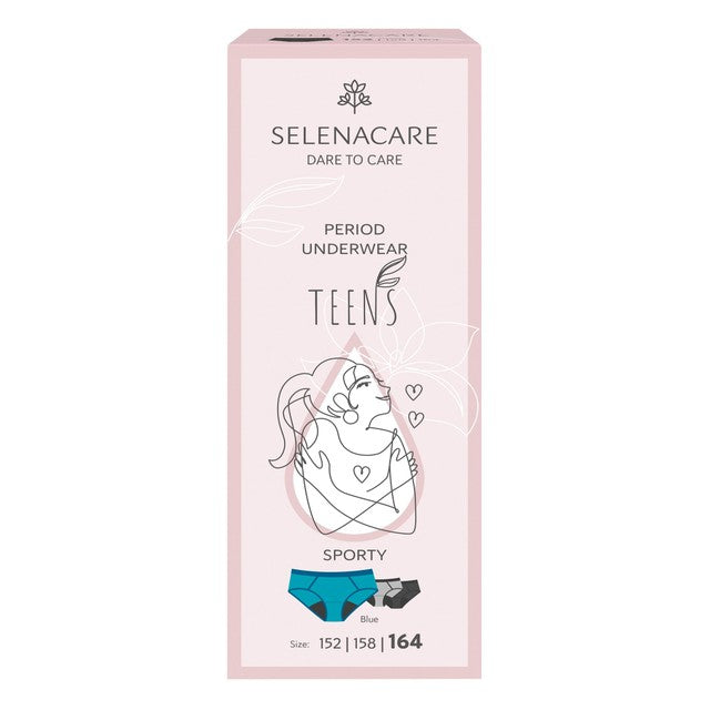Selenacare Teens Sporty Blue period knickers size 13-14 years (British brand)