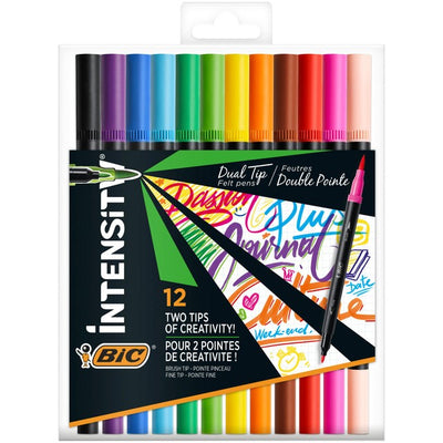 BIC Intensity Dual Tip Felt Pens Adult Colouring Pens Pack of 12