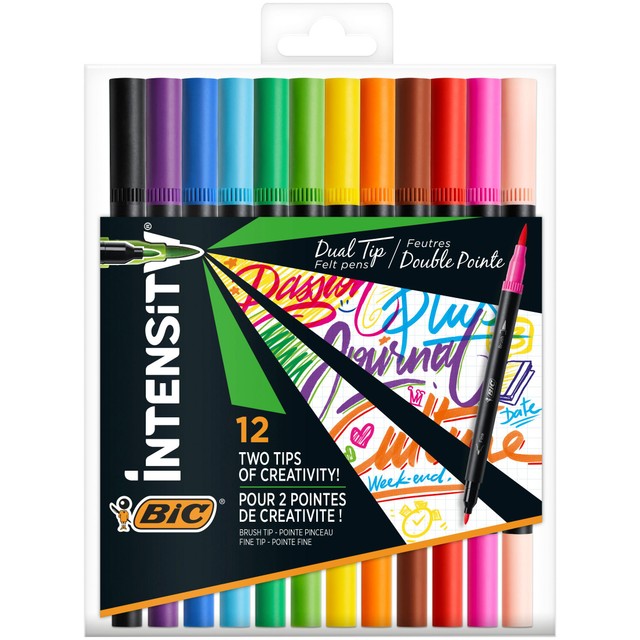 BIC Dual Tip Felt Pens Pack of 12 - British product