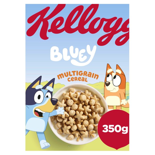 Kellogg's Bluey Multigrain Shapes Toffee Flavour Breakfast Cereal 350g, UK version