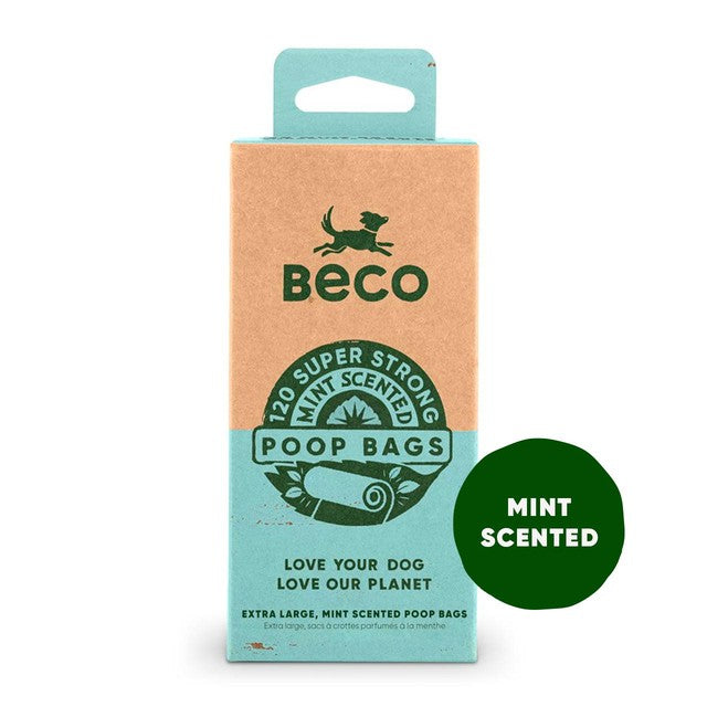 Beco Pets mint scented dog poop bags 120 pack - British product