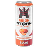 Reign Storm peach nectarine energy drink 355ml, imported from the UK
