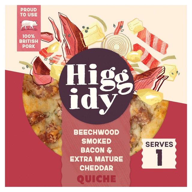 Higgidy smoked bacon and mature cheddar quiche 155g, UK version