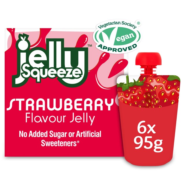 Jelly Squeeze strawberry jelly pouches multipack 6 x 95g, UK version