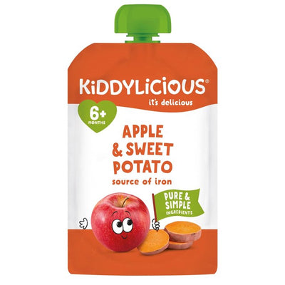 Kiddylicious Apple & Sweet Potato Baby Food Pouch Snack 6+ months 100g