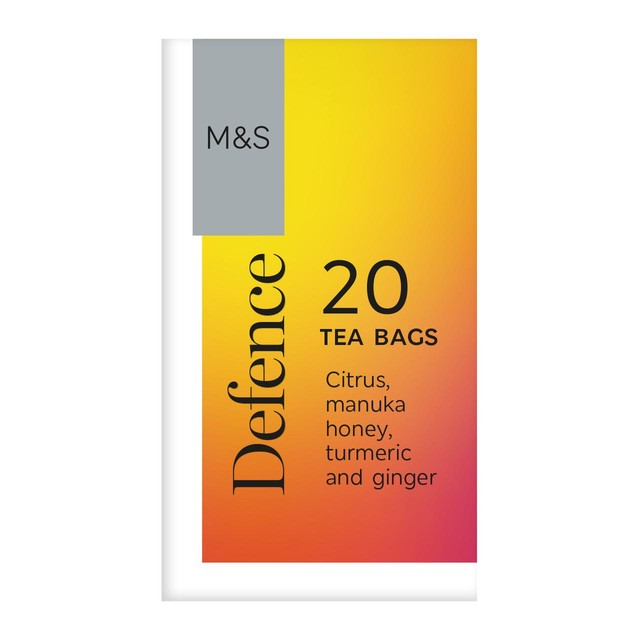 M&S orange ginger lemon tea bags 20 pack, imported from the UK