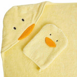 M&S animal hooded towel and mitt set yellow, imported from the UK