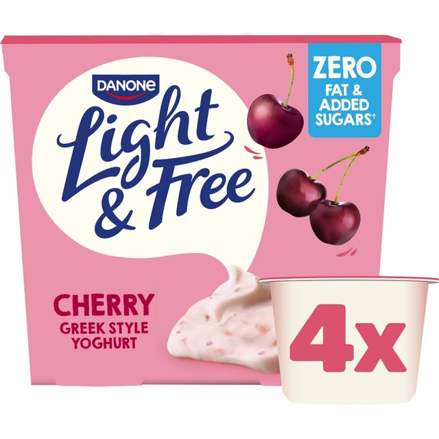 Light & Free Cherry Greek Style Yoghurt 4 x 115g, UK version