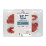 M&S unsmoked bacon chops 206g, imported from the UK