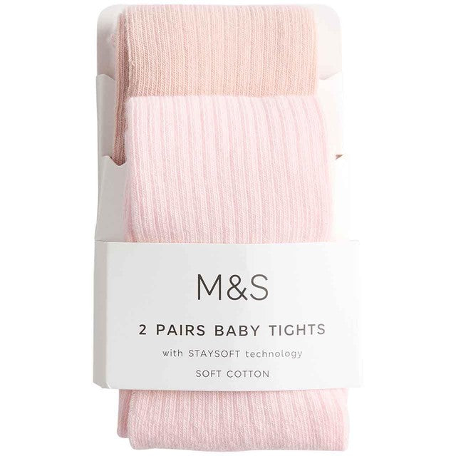 M&S baby rib tights in pink, 12-18 M, imported from the UK