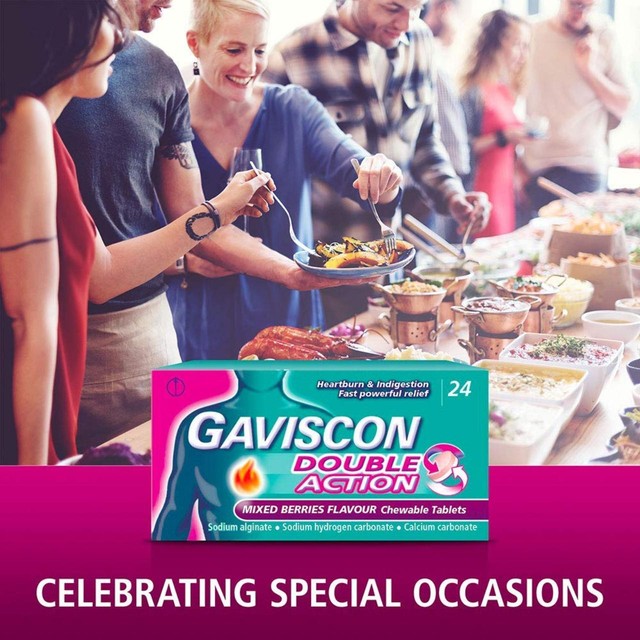 Gaviscon Double Action Mixed Berry Tablets 24 per pack, UK version