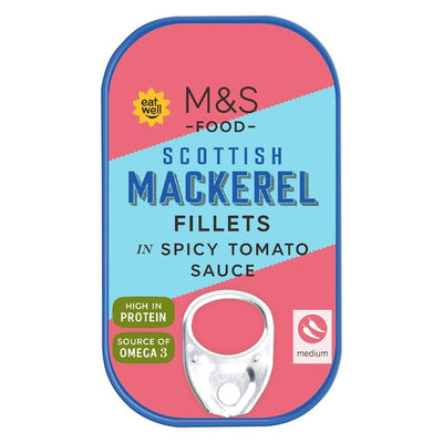 M&S Scottish Mackerel Fillets in Spicy Tomato Sauce Canned Fish 125g