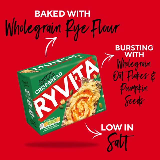 Ryvita Crispbread Pumpkin Seed & Oat 200g, imported from the UK