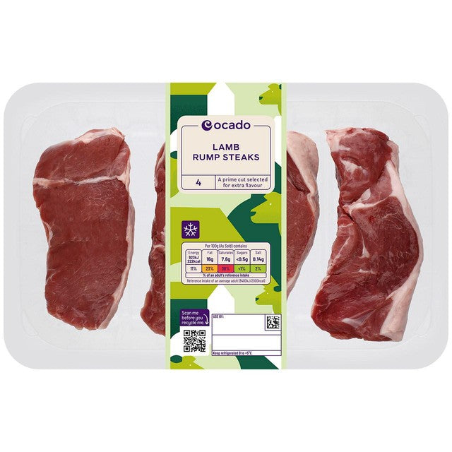Ocado lamb rump steaks 400g, imported from the UK