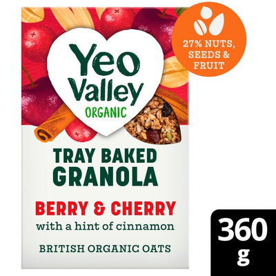 Yeo Valley Berry & Cherry Organic Tray Baked Granola Cereal 360g