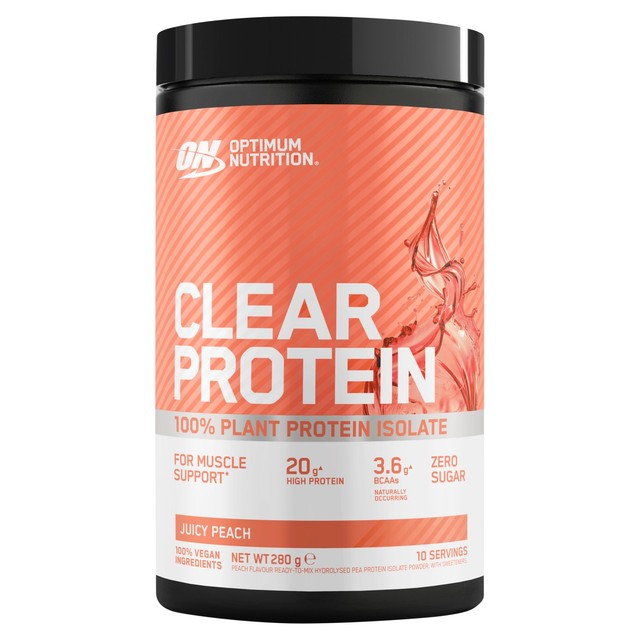 Optimum Nutrition Juicy Peach vegan protein powder 280g, imported from the UK
