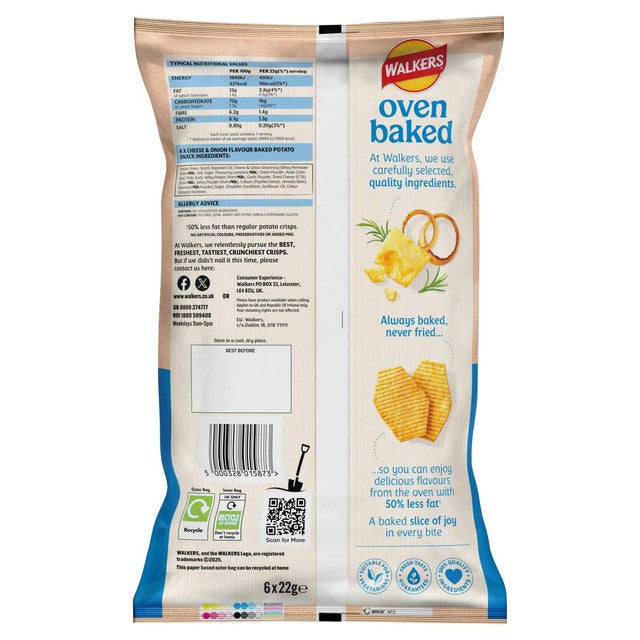 Walkers Baked Cheese & Onion Crisps 6 x 22g multipack (British brand)