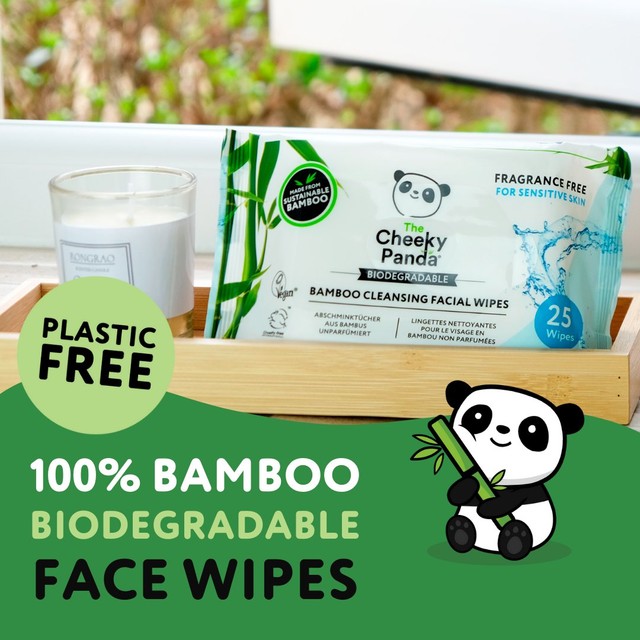 The Cheeky Panda bamboo facial cleansing wipes rose scented (British brand)