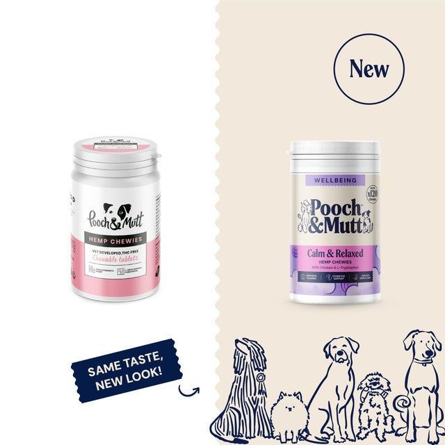 Pooch & Mutt Hemp Chewies dog supplement 150g, imported from the UK