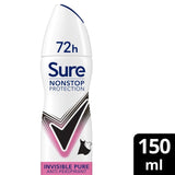 Sure women's antiperspirant deodorant Invisible Pure 150ml (British brand)