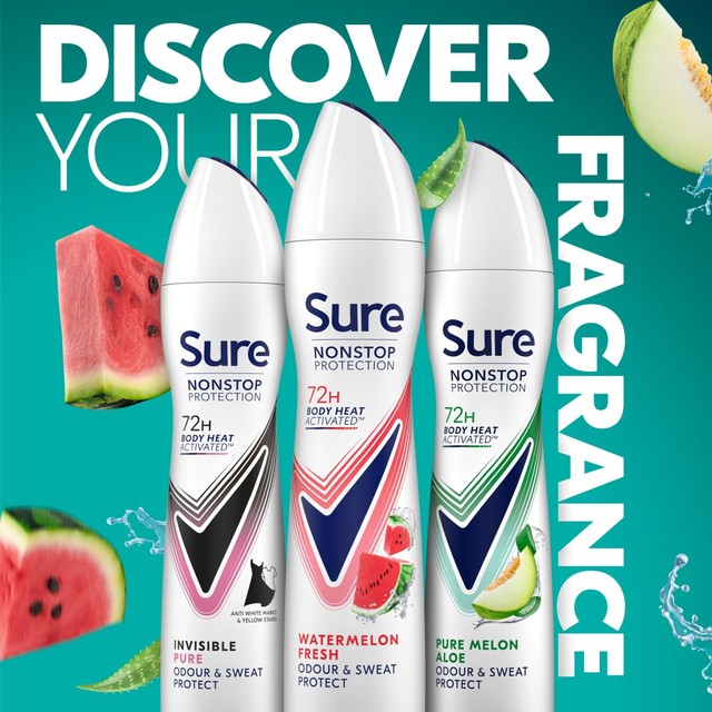 Sure Women's Anti-Perspirant Deodorant Spray Watermelon Fresh 250ml (British brand)