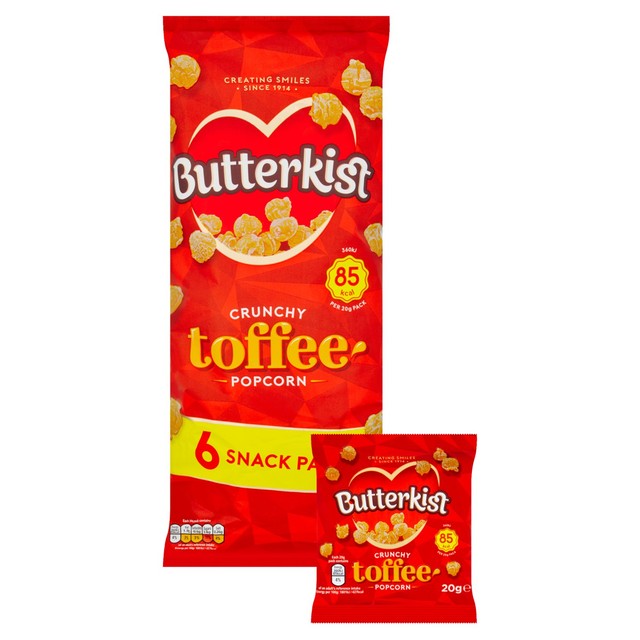 Butterkist crunchy toffee popcorn 6 x 20g packs - British product