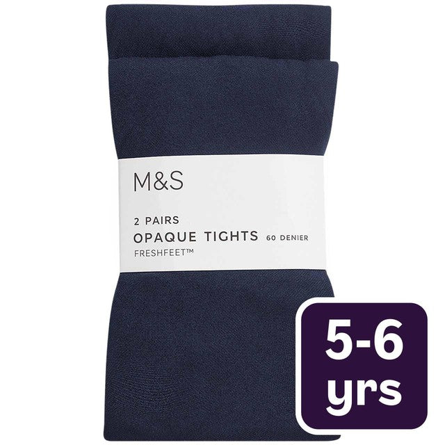 M&S Girls 60 Denier Navy School Tights for 5-6 Years, imported from the UK