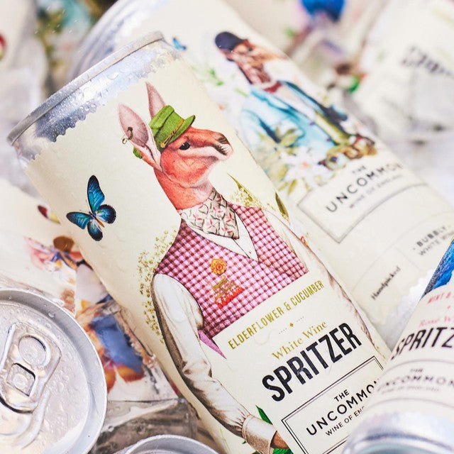 The Uncommon white wine spritzer cans elderflower cucumber 4x250ml (British brand)