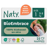 Naty BioEmbrace nappies Size 1 (2-5kg), imported from the UK