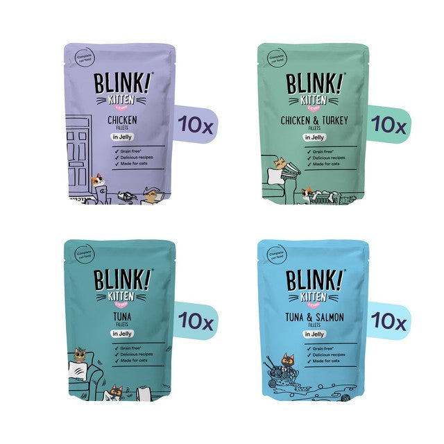 Blink kitten cat food pouch selection 40 x 85g - British product