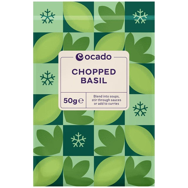 Ocado frozen chopped basil 50g, imported from the UK