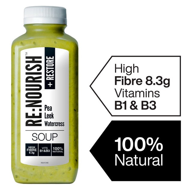 Re Nourish Pea, Leek and Watercress Soup 500g, imported from the UK