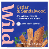 Wild cedar and sandalwood deodorant refill 40g (British brand)