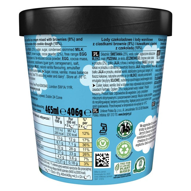 Ben & Jerry's Half Baked Chocolate & Vanilla ice cream tub 465ml - British product
