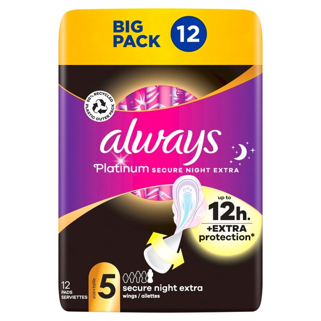 Always Platinum Sanitary Towels Secure Night Extra Size 5 - British product