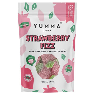 Yumma Candy Strawberry Fizz Fizzy Strawberry Gummy Sweets 138g